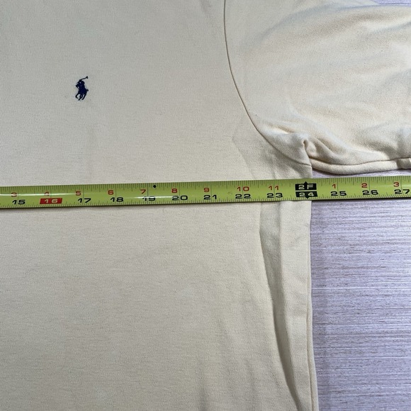 Polo Ralph Lauren Shirt Mens Large Yellow Short Sleeve Dark Blue Pony Vintage - Picture 7 of 8